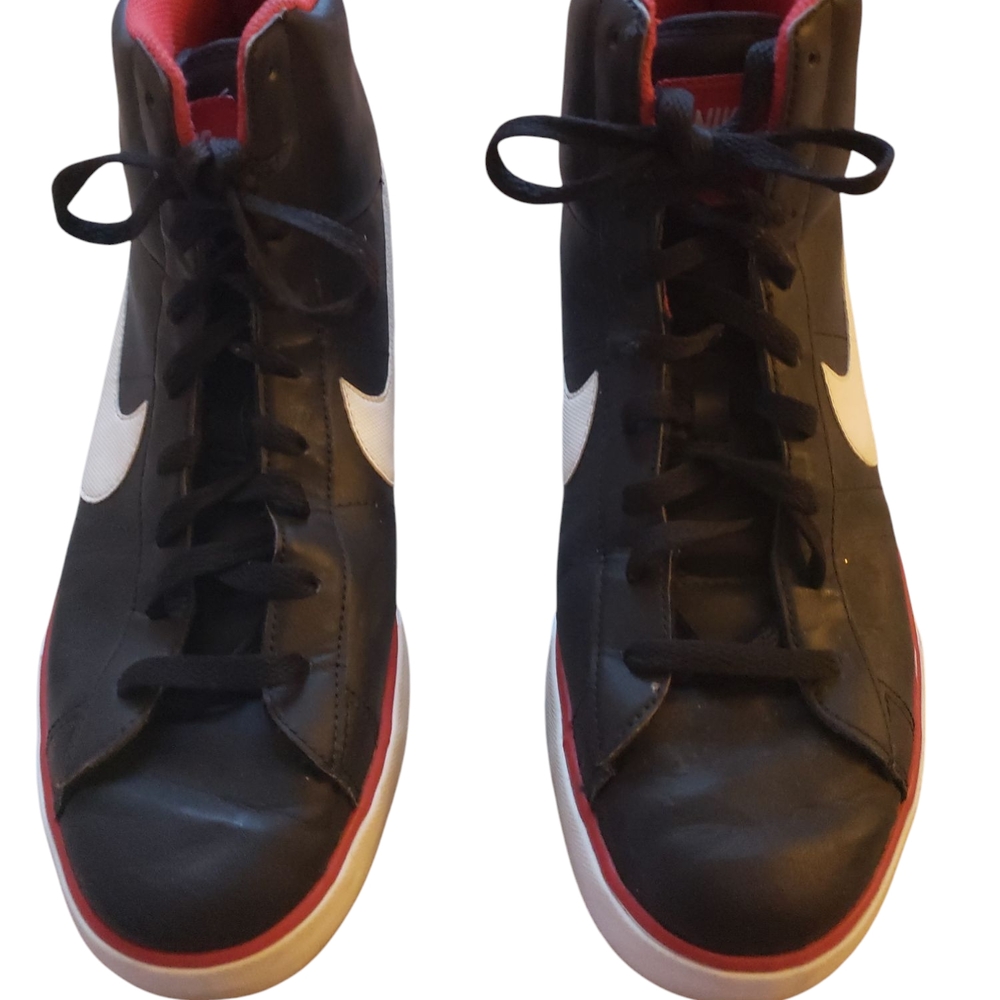 Nike Black and Red High-Top Sneakers